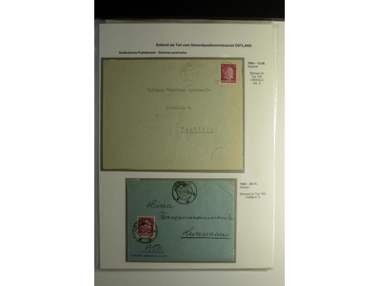 ESTNISCHE STEMPEL: AIMEL bis WÖLLA, über 80 Briefe und Karten, dazu 3 Belege mit Bahnpoststempeln sowie einige Maschinenstemp