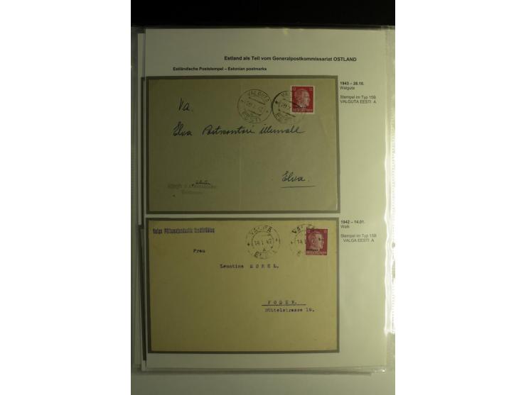 ESTNISCHE STEMPEL: AIMEL bis WÖLLA, über 80 Briefe und Karten, dazu 3 Belege mit Bahnpoststempeln sowie einige Maschinenstemp