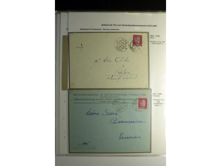 ESTNISCHE STEMPEL: AIMEL bis WÖLLA, über 80 Briefe und Karten, dazu 3 Belege mit Bahnpoststempeln sowie einige Maschinenstemp