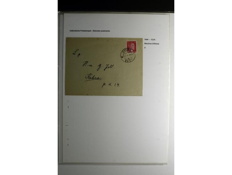 ESTNISCHE STEMPEL: AIMEL bis WÖLLA, über 80 Briefe und Karten, dazu 3 Belege mit Bahnpoststempeln sowie einige Maschinenstemp