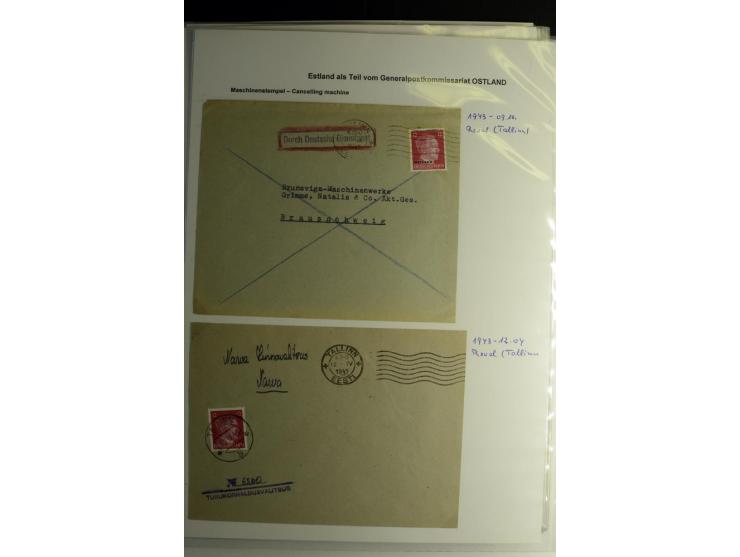 ESTNISCHE STEMPEL: AIMEL bis WÖLLA, über 80 Briefe und Karten, dazu 3 Belege mit Bahnpoststempeln sowie einige Maschinenstemp