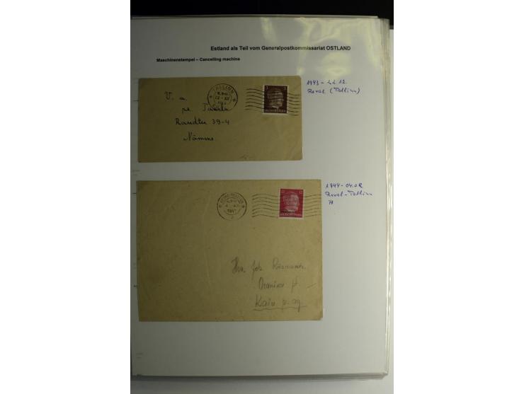 ESTNISCHE STEMPEL: AIMEL bis WÖLLA, über 80 Briefe und Karten, dazu 3 Belege mit Bahnpoststempeln sowie einige Maschinenstemp