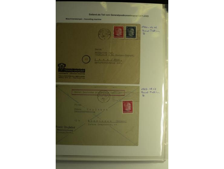 ESTNISCHE STEMPEL: AIMEL bis WÖLLA, über 80 Briefe und Karten, dazu 3 Belege mit Bahnpoststempeln sowie einige Maschinenstemp