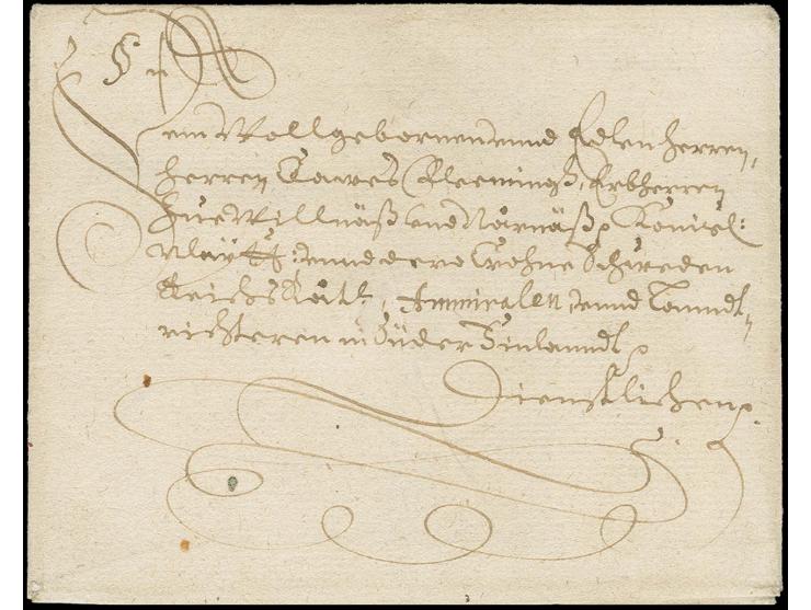 1637, 15. Mai, kleiner Dienstfaltbrief-Umschlag des schwedischen Gouverneurs in Riga, Anders Erichson, an "Dem Wohlgebornen u