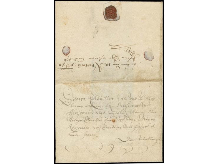 1640, 10. November, Faltbriefhülle an "Dehnen Erlauchten Hoch und Wohlgebornen Herren Herrn Praesidenten Undt Assesoribus Deß