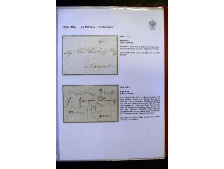 RIGA: 1743/1858, hochinteressante Sammlung von über 80 Briefen, dabei Ganzsachenumschläge, Umlaufbriefe, Forwarded-Briefe, au