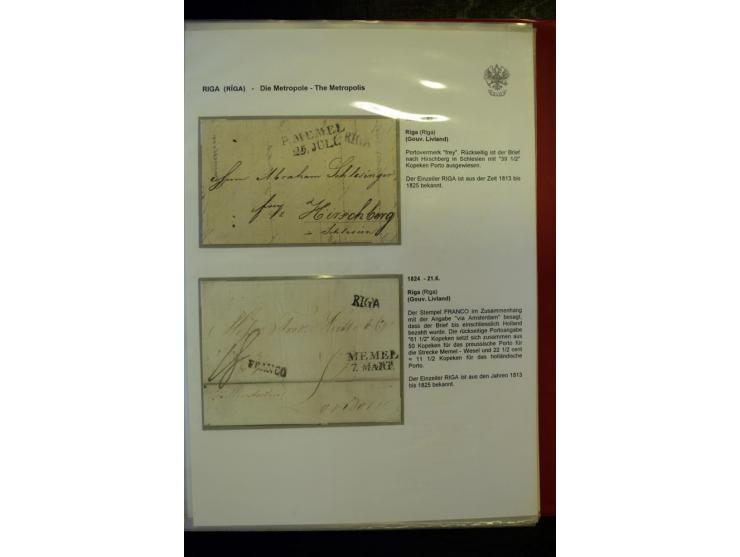 RIGA: 1743/1858, hochinteressante Sammlung von über 80 Briefen, dabei Ganzsachenumschläge, Umlaufbriefe, Forwarded-Briefe, au