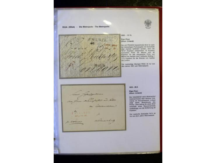 RIGA: 1743/1858, hochinteressante Sammlung von über 80 Briefen, dabei Ganzsachenumschläge, Umlaufbriefe, Forwarded-Briefe, au