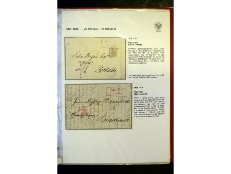 RIGA: 1743/1858, hochinteressante Sammlung von über 80 Briefen, dabei Ganzsachenumschläge, Umlaufbriefe, Forwarded-Briefe, au