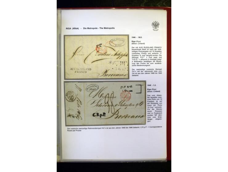 RIGA: 1743/1858, hochinteressante Sammlung von über 80 Briefen, dabei Ganzsachenumschläge, Umlaufbriefe, Forwarded-Briefe, au