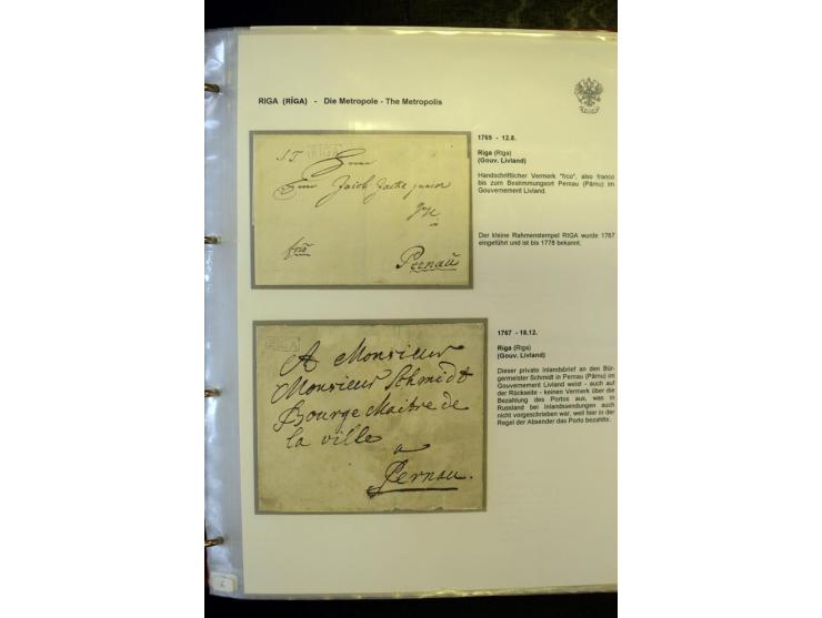 RIGA: 1743/1858, hochinteressante Sammlung von über 80 Briefen, dabei Ganzsachenumschläge, Umlaufbriefe, Forwarded-Briefe, au