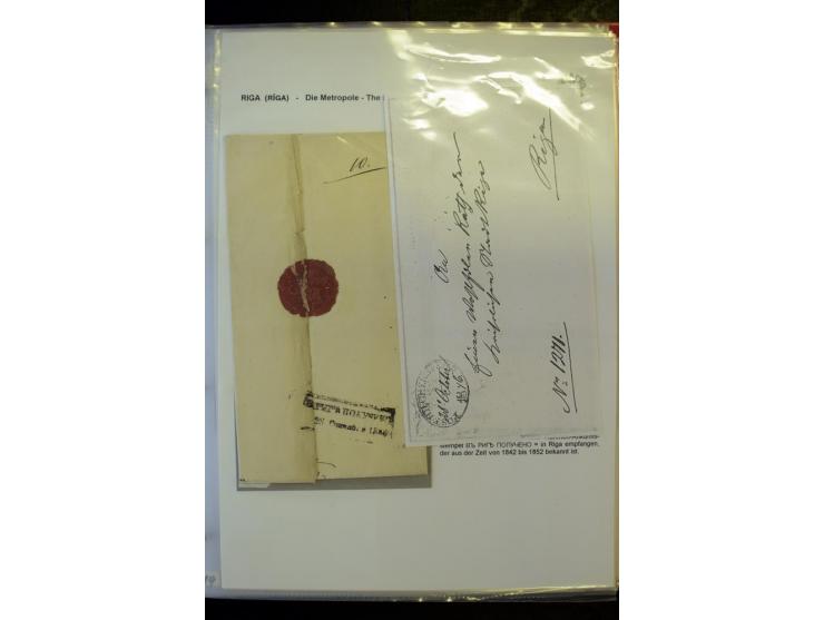 RIGA: 1743/1858, hochinteressante Sammlung von über 80 Briefen, dabei Ganzsachenumschläge, Umlaufbriefe, Forwarded-Briefe, au