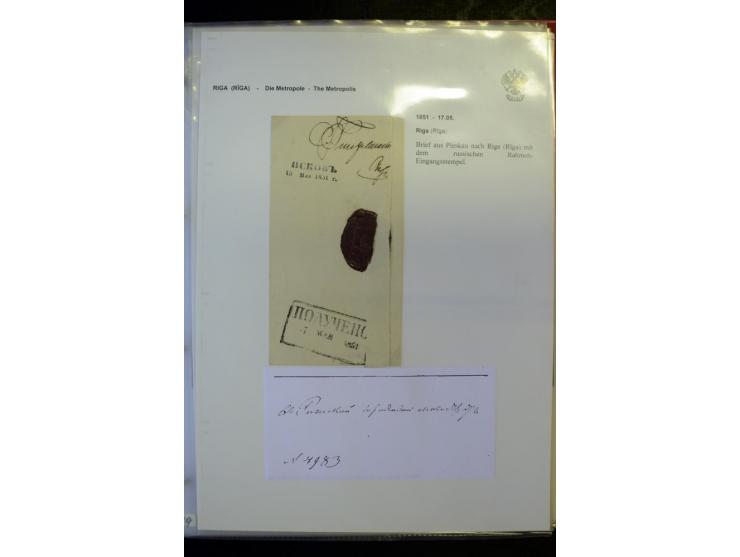 RIGA: 1743/1858, hochinteressante Sammlung von über 80 Briefen, dabei Ganzsachenumschläge, Umlaufbriefe, Forwarded-Briefe, au
