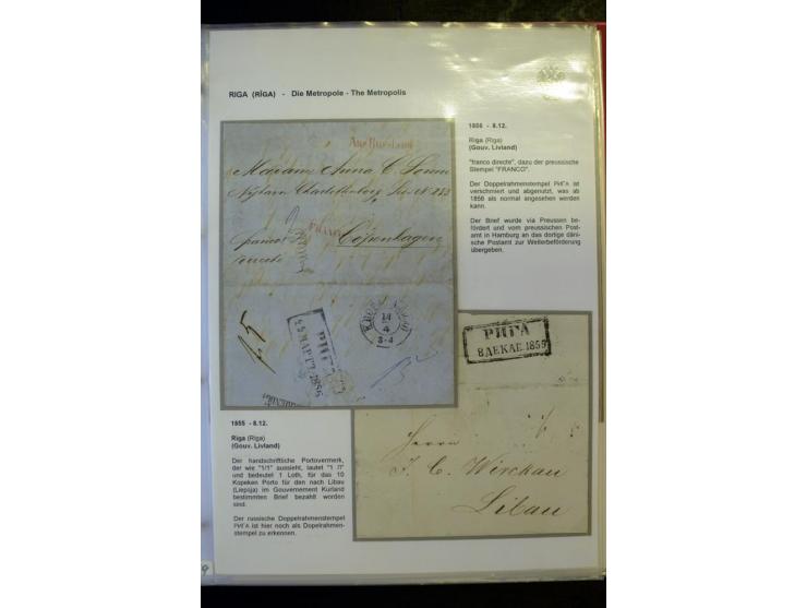 RIGA: 1743/1858, hochinteressante Sammlung von über 80 Briefen, dabei Ganzsachenumschläge, Umlaufbriefe, Forwarded-Briefe, au