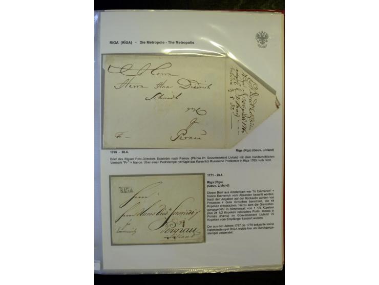 RIGA: 1743/1858, hochinteressante Sammlung von über 80 Briefen, dabei Ganzsachenumschläge, Umlaufbriefe, Forwarded-Briefe, au
