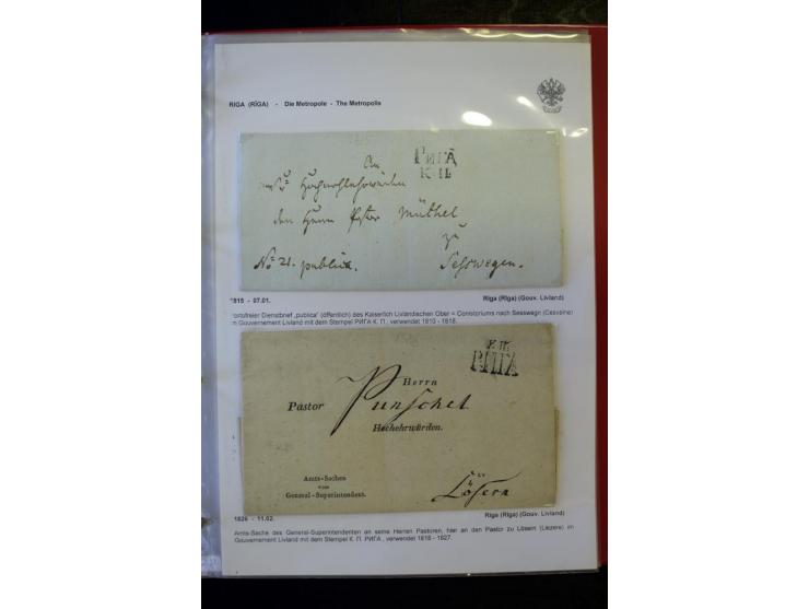 RIGA: 1743/1858, hochinteressante Sammlung von über 80 Briefen, dabei Ganzsachenumschläge, Umlaufbriefe, Forwarded-Briefe, au