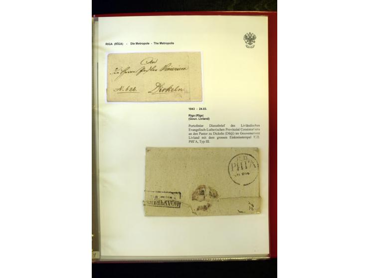 RIGA: 1743/1858, hochinteressante Sammlung von über 80 Briefen, dabei Ganzsachenumschläge, Umlaufbriefe, Forwarded-Briefe, au