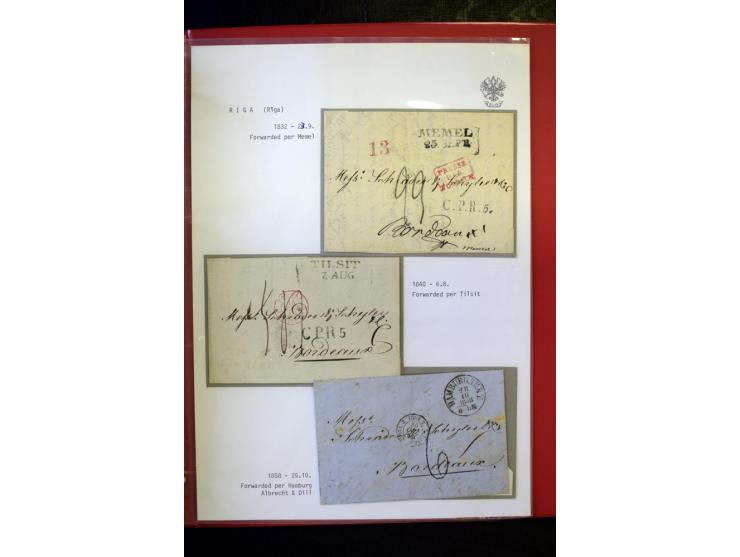 RIGA: 1743/1858, hochinteressante Sammlung von über 80 Briefen, dabei Ganzsachenumschläge, Umlaufbriefe, Forwarded-Briefe, au