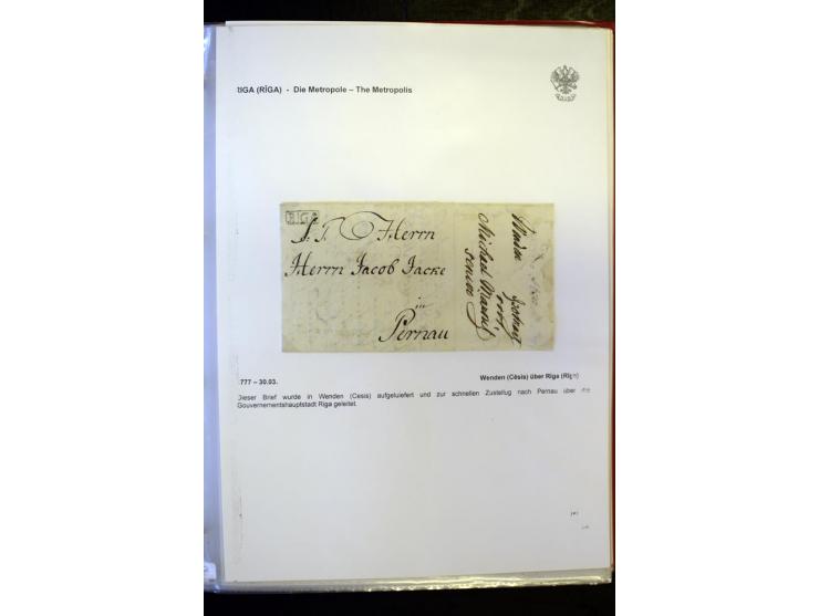 RIGA: 1743/1858, hochinteressante Sammlung von über 80 Briefen, dabei Ganzsachenumschläge, Umlaufbriefe, Forwarded-Briefe, au