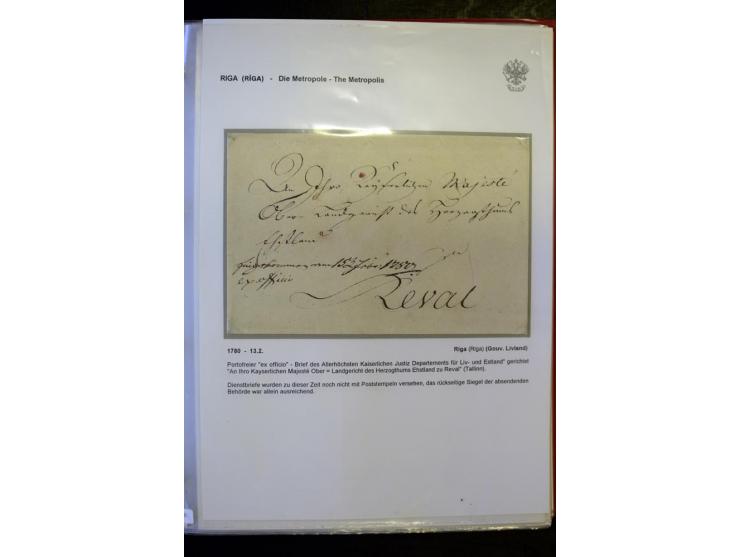 RIGA: 1743/1858, hochinteressante Sammlung von über 80 Briefen, dabei Ganzsachenumschläge, Umlaufbriefe, Forwarded-Briefe, au