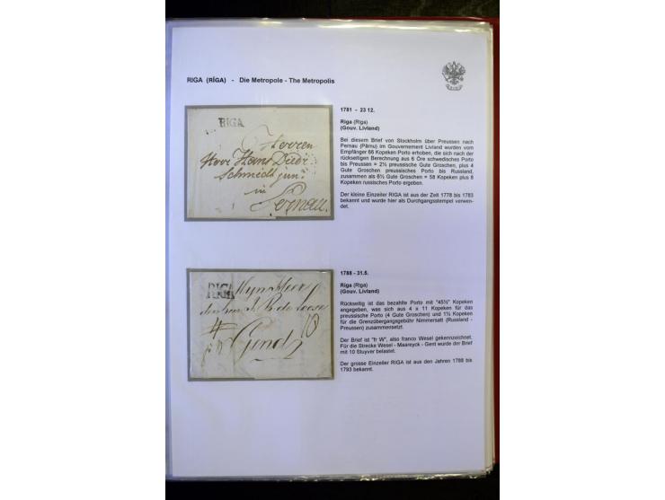 RIGA: 1743/1858, hochinteressante Sammlung von über 80 Briefen, dabei Ganzsachenumschläge, Umlaufbriefe, Forwarded-Briefe, au