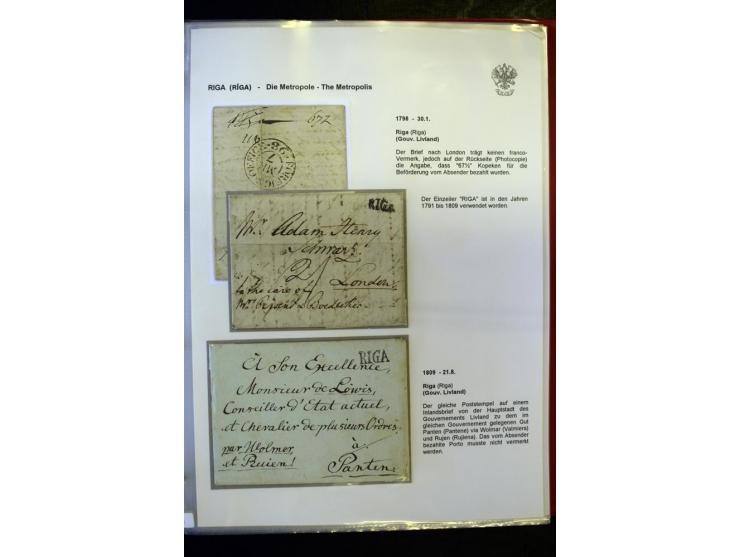 RIGA: 1743/1858, hochinteressante Sammlung von über 80 Briefen, dabei Ganzsachenumschläge, Umlaufbriefe, Forwarded-Briefe, au