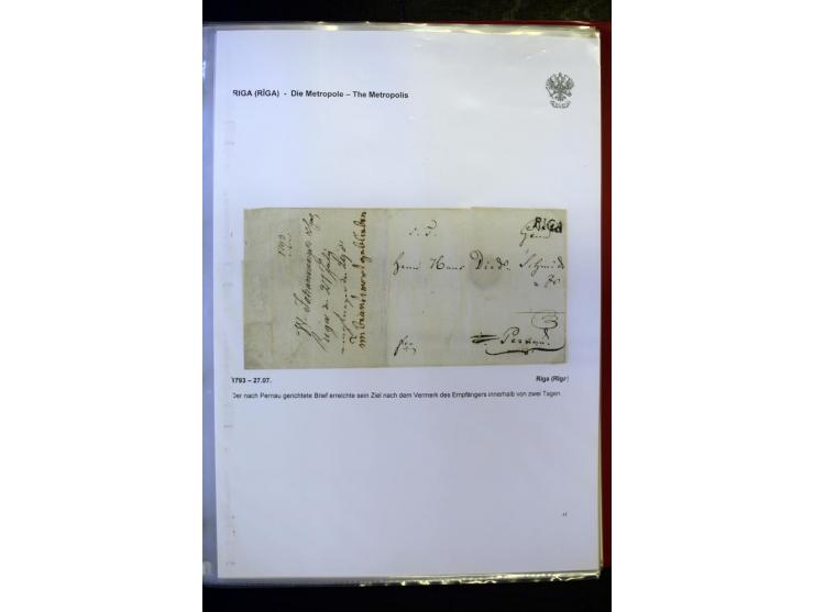 RIGA: 1743/1858, hochinteressante Sammlung von über 80 Briefen, dabei Ganzsachenumschläge, Umlaufbriefe, Forwarded-Briefe, au