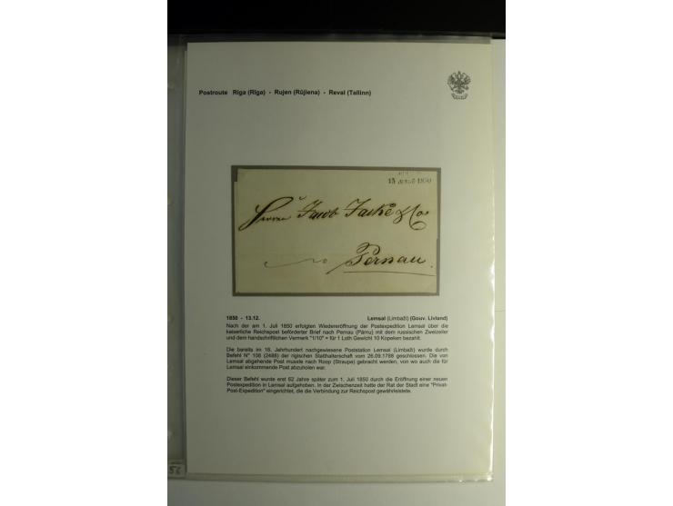 POSTROUTE RIGA-REVAL: 1844/56, Sammlung von 7 Briefen, dabei vier Briefe aus Lemsal mit L2 bzw. Ra2, außerdem 3 Briefe aus Ru