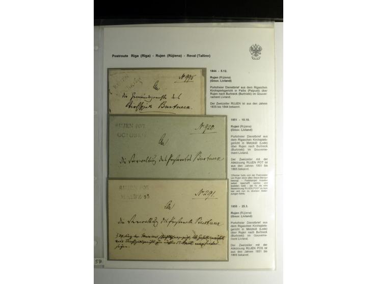 POSTROUTE RIGA-REVAL: 1844/56, Sammlung von 7 Briefen, dabei vier Briefe aus Lemsal mit L2 bzw. Ra2, außerdem 3 Briefe aus Ru