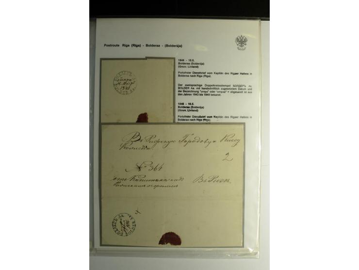 POSTROUTE RIGA-BOLDERAA: 1805/52, Sammlung von 6 Briefen, 5 Briefe aus Bolderaa mit vier verschiedenen Stempeln sowie ein Die