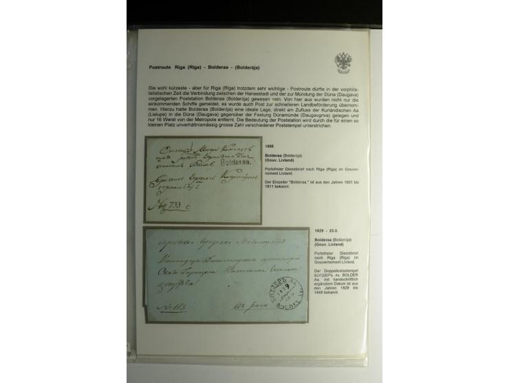 POSTROUTE RIGA-BOLDERAA: 1805/52, Sammlung von 6 Briefen, 5 Briefe aus Bolderaa mit vier verschiedenen Stempeln sowie ein Die