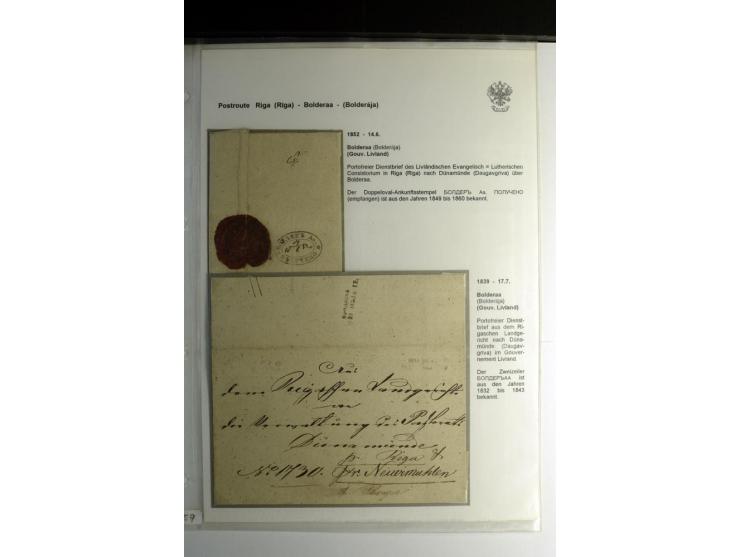 POSTROUTE RIGA-BOLDERAA: 1805/52, Sammlung von 6 Briefen, 5 Briefe aus Bolderaa mit vier verschiedenen Stempeln sowie ein Die