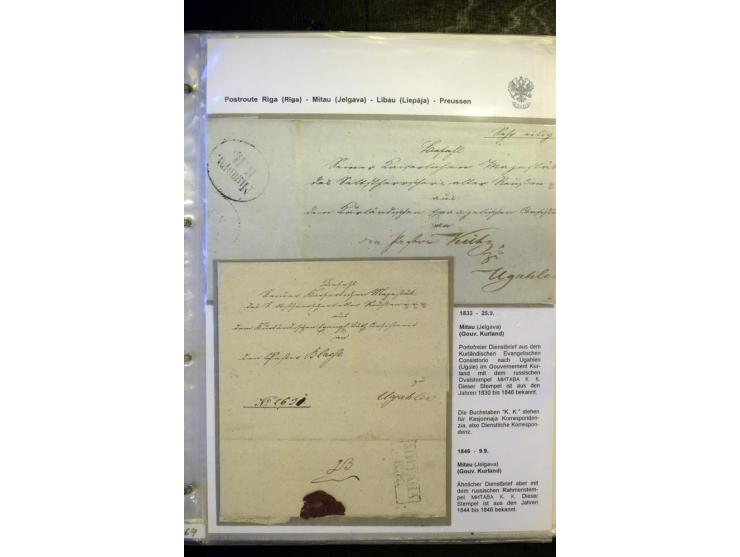 POSTROUTE RIGA - PREUSSEN: 1763/1858, Sammlung von 54 Briefen, dabei Mitau mit vielen verschiedenen Stempeln u.a. mit Kronens