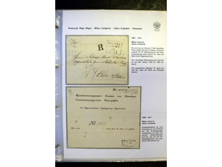 POSTROUTE RIGA - PREUSSEN: 1763/1858, Sammlung von 54 Briefen, dabei Mitau mit vielen verschiedenen Stempeln u.a. mit Kronens