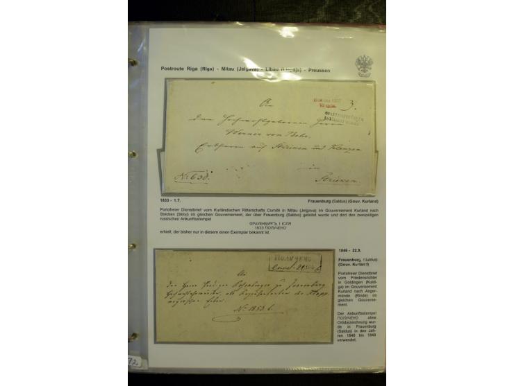 POSTROUTE RIGA - PREUSSEN: 1763/1858, Sammlung von 54 Briefen, dabei Mitau mit vielen verschiedenen Stempeln u.a. mit Kronens