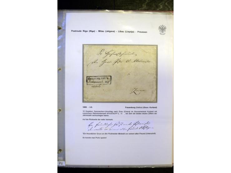 POSTROUTE RIGA - PREUSSEN: 1763/1858, Sammlung von 54 Briefen, dabei Mitau mit vielen verschiedenen Stempeln u.a. mit Kronens