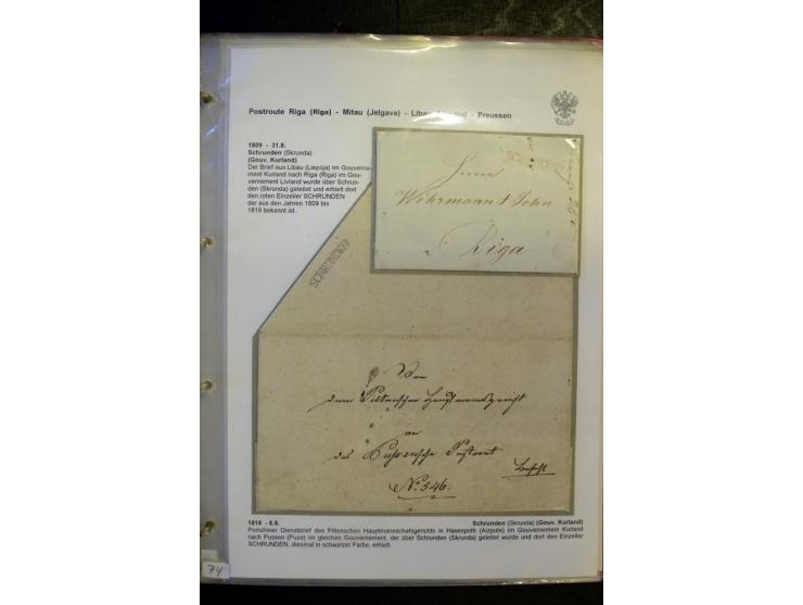 POSTROUTE RIGA - PREUSSEN: 1763/1858, Sammlung von 54 Briefen, dabei Mitau mit vielen verschiedenen Stempeln u.a. mit Kronens