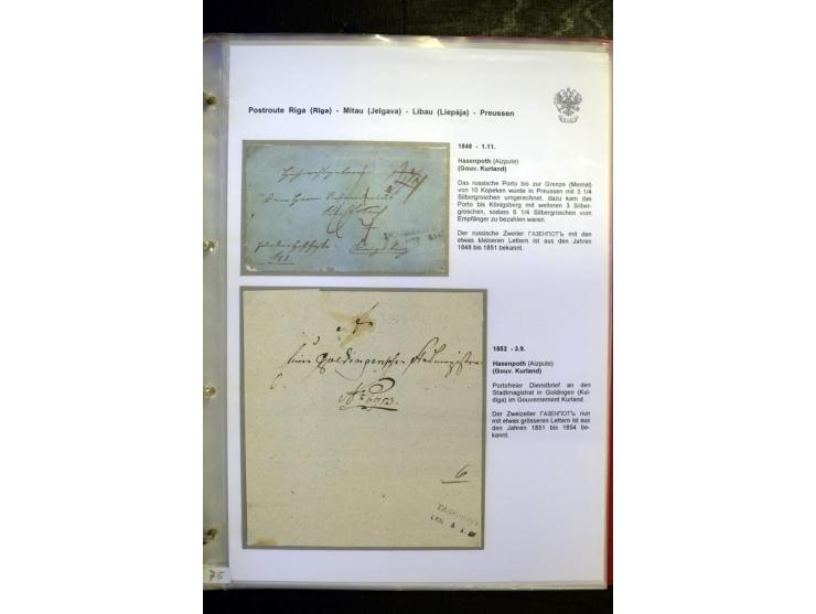 POSTROUTE RIGA - PREUSSEN: 1763/1858, Sammlung von 54 Briefen, dabei Mitau mit vielen verschiedenen Stempeln u.a. mit Kronens