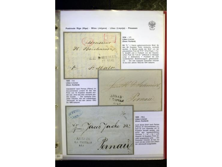 POSTROUTE RIGA - PREUSSEN: 1763/1858, Sammlung von 54 Briefen, dabei Mitau mit vielen verschiedenen Stempeln u.a. mit Kronens