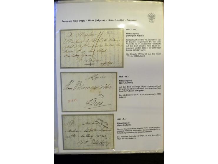 POSTROUTE RIGA - PREUSSEN: 1763/1858, Sammlung von 54 Briefen, dabei Mitau mit vielen verschiedenen Stempeln u.a. mit Kronens