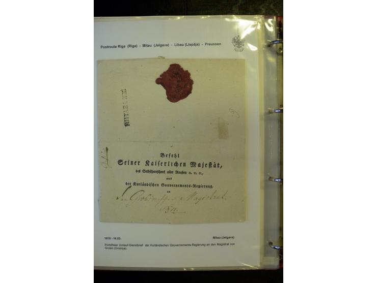POSTROUTE RIGA - PREUSSEN: 1763/1858, Sammlung von 54 Briefen, dabei Mitau mit vielen verschiedenen Stempeln u.a. mit Kronens