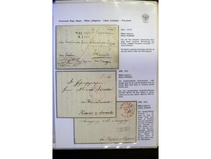 POSTROUTE RIGA - PREUSSEN: 1763/1858, Sammlung von 54 Briefen, dabei Mitau mit vielen verschiedenen Stempeln u.a. mit Kronens