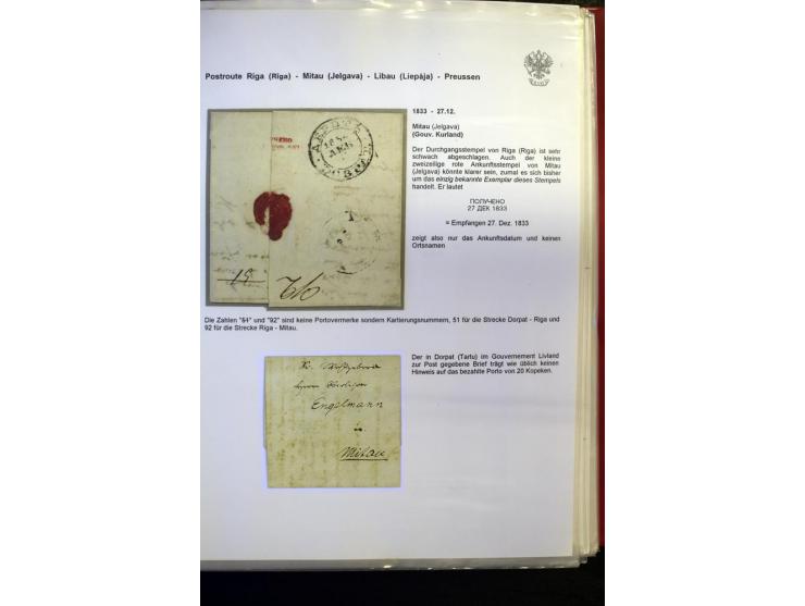 POSTROUTE RIGA - PREUSSEN: 1763/1858, Sammlung von 54 Briefen, dabei Mitau mit vielen verschiedenen Stempeln u.a. mit Kronens