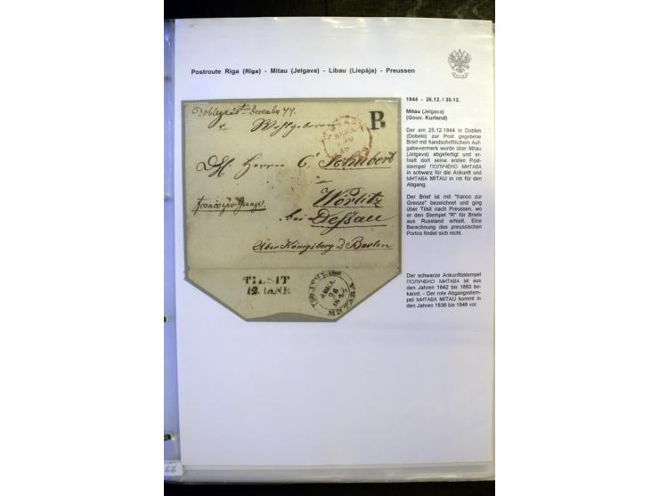 POSTROUTE RIGA - PREUSSEN: 1763/1858, Sammlung von 54 Briefen, dabei Mitau mit vielen verschiedenen Stempeln u.a. mit Kronens