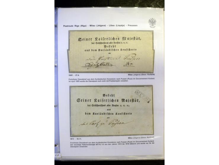 POSTROUTE RIGA - PREUSSEN: 1763/1858, Sammlung von 54 Briefen, dabei Mitau mit vielen verschiedenen Stempeln u.a. mit Kronens