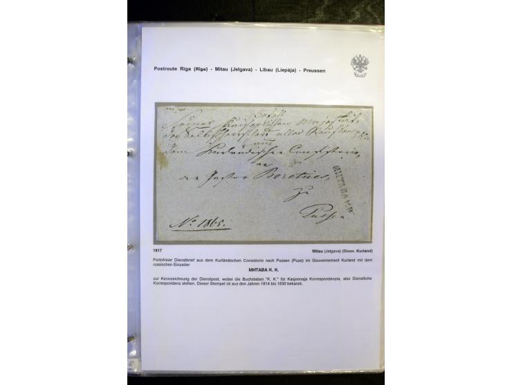 POSTROUTE RIGA - PREUSSEN: 1763/1858, Sammlung von 54 Briefen, dabei Mitau mit vielen verschiedenen Stempeln u.a. mit Kronens