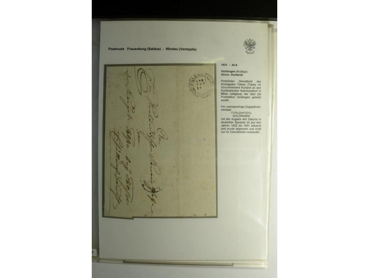 POSTROUTE FRAUENBURG-WINDAU: 1820/55, Sammlung von 6 Briefen mit Stempeln der einzigen Poststation dieser Route "GOLDINGEN", 