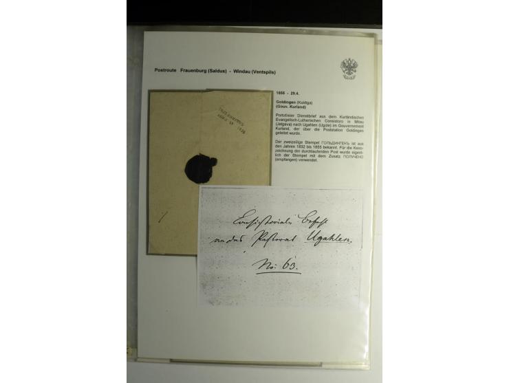 POSTROUTE FRAUENBURG-WINDAU: 1820/55, Sammlung von 6 Briefen mit Stempeln der einzigen Poststation dieser Route "GOLDINGEN", 