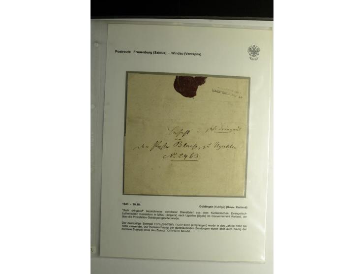 POSTROUTE FRAUENBURG-WINDAU: 1820/55, Sammlung von 6 Briefen mit Stempeln der einzigen Poststation dieser Route "GOLDINGEN", 