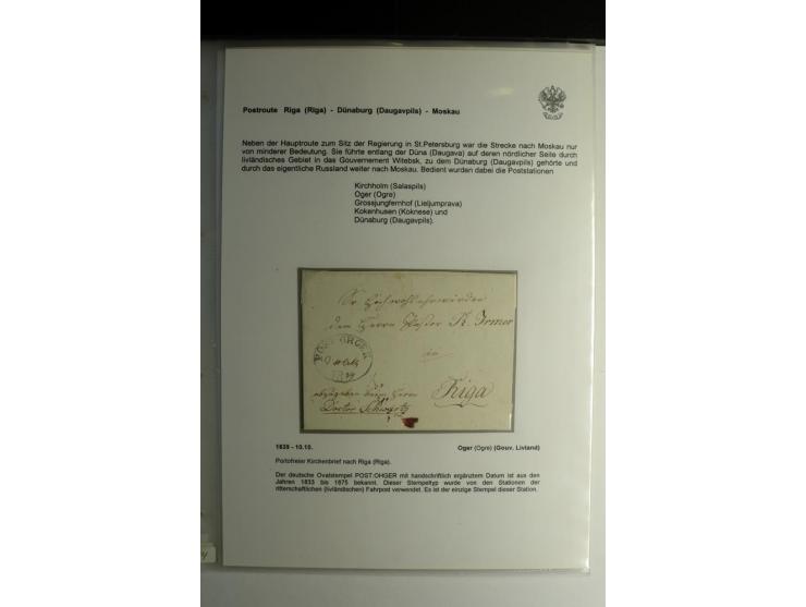 POSTROUTE RIGA-DÜNABURG-MOSKAU: 1828/54, Sammlung von 6 Briefen, dabei "POST OHGER", drei Briefe mit Stempeln von "KOKENHUSEN